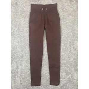 Astoria Seamless Ribbed Series Women's Leggings - Red Burgundy - Size S